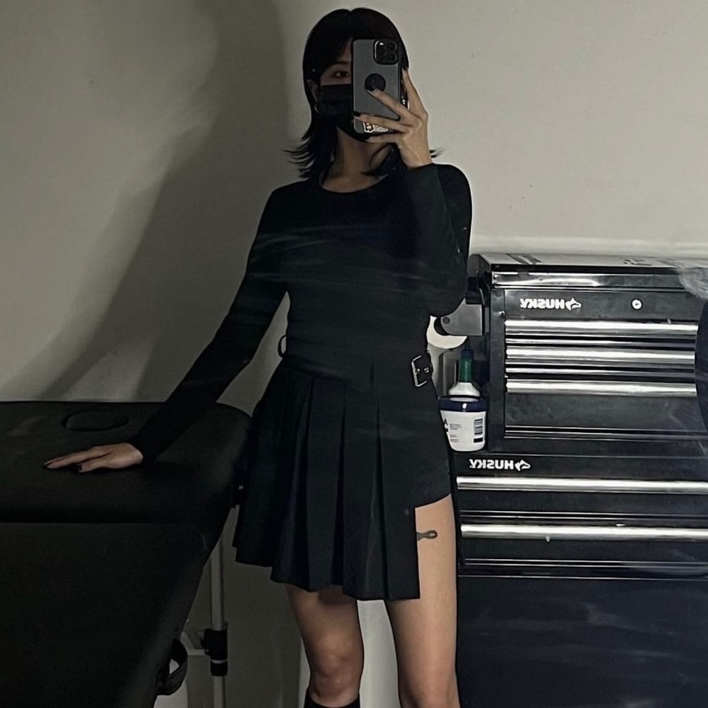 Hyein Seo Pleated Skirt with side slit